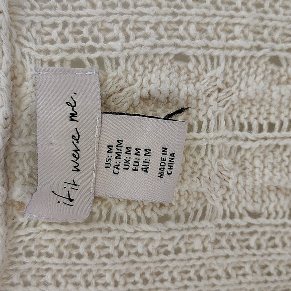 If it were me cozy cream knit open  cardigan size medium with pockets cotton - Picture 4 of 6